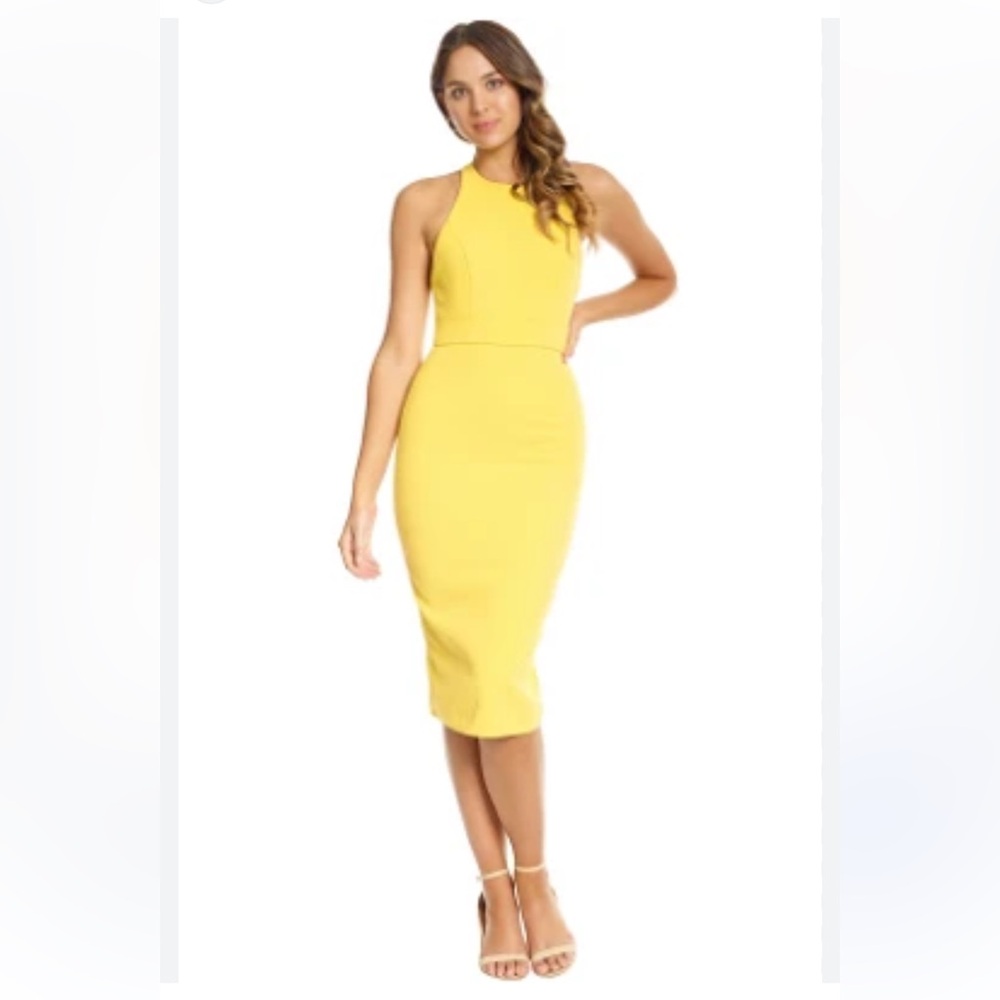 Yellow Sleeveless midi Dress